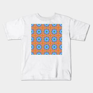 blue iridescent moroccan tile pattern Kids T-Shirt